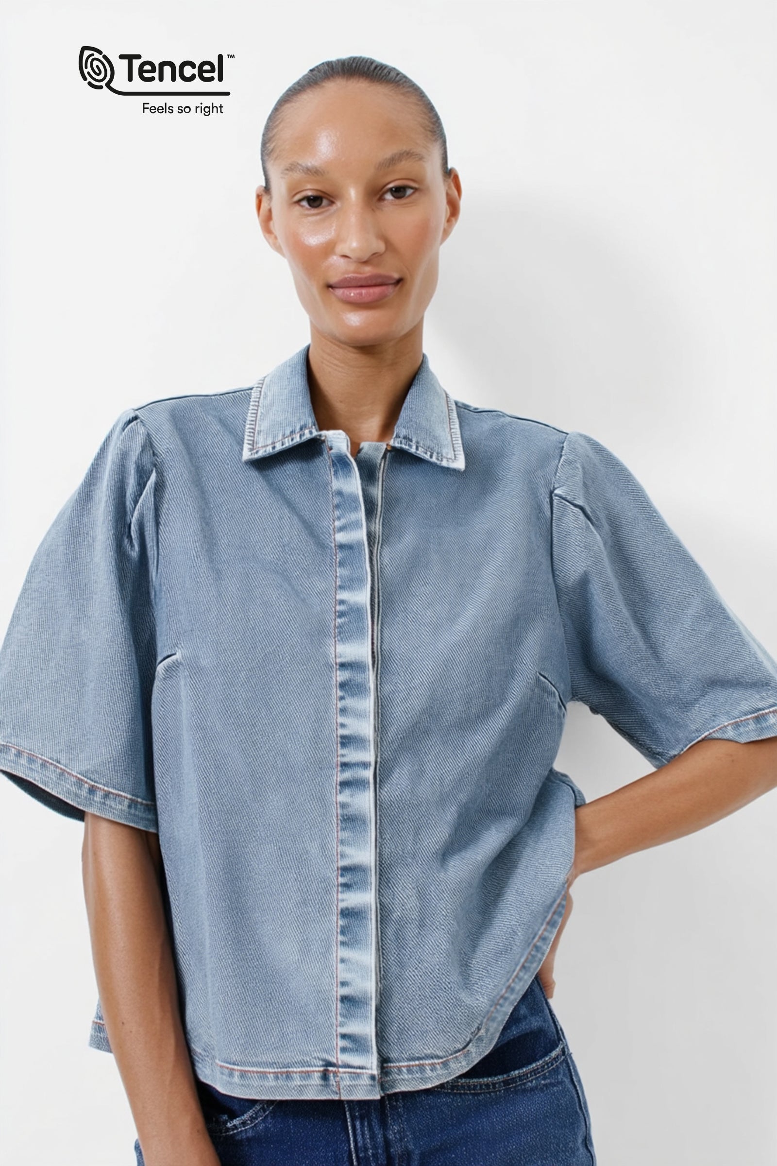トップス MINEDENIM Zeebra Denim Open Collar Shirt MINEDENIM】Zeebra Denim S/S Open Collar Shirt - fabric
