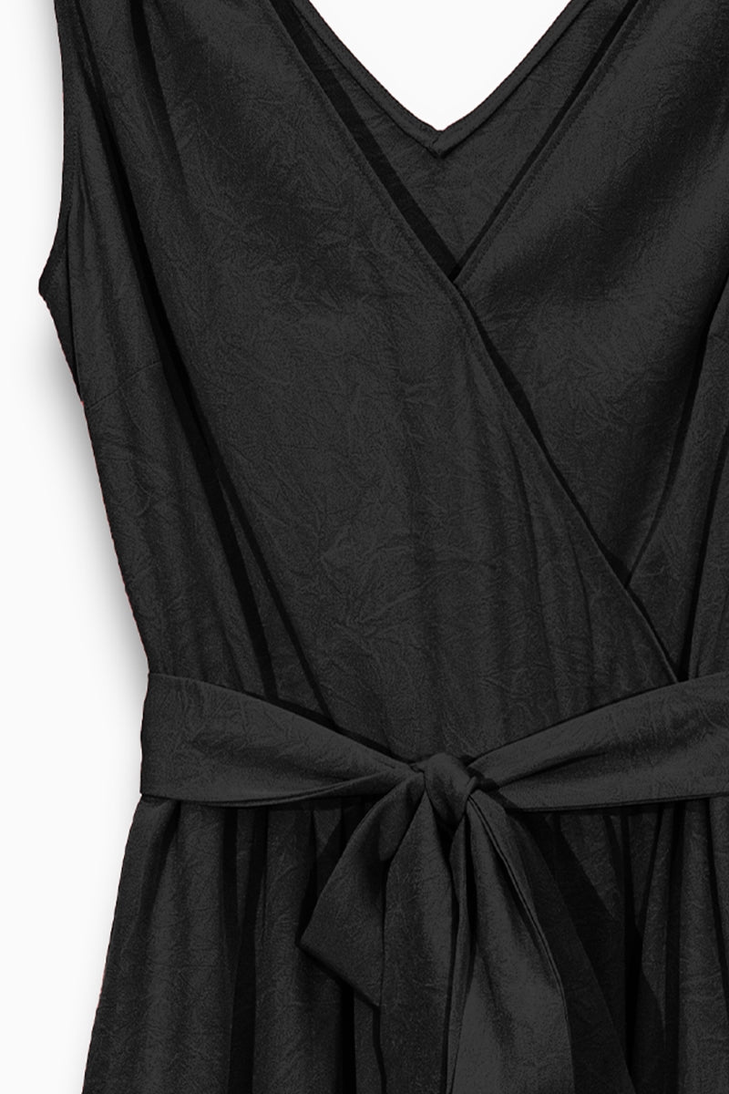 Women's V-neck Surplice Midi Dress With Tie-waist and a marble fabric effect