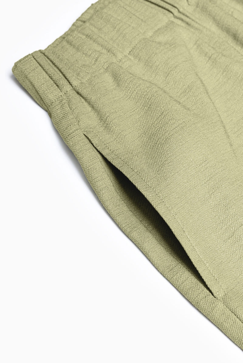 Women's Casual Linen Look Two-Piece Set with Relaxed Shirt and Buttoned Shorts