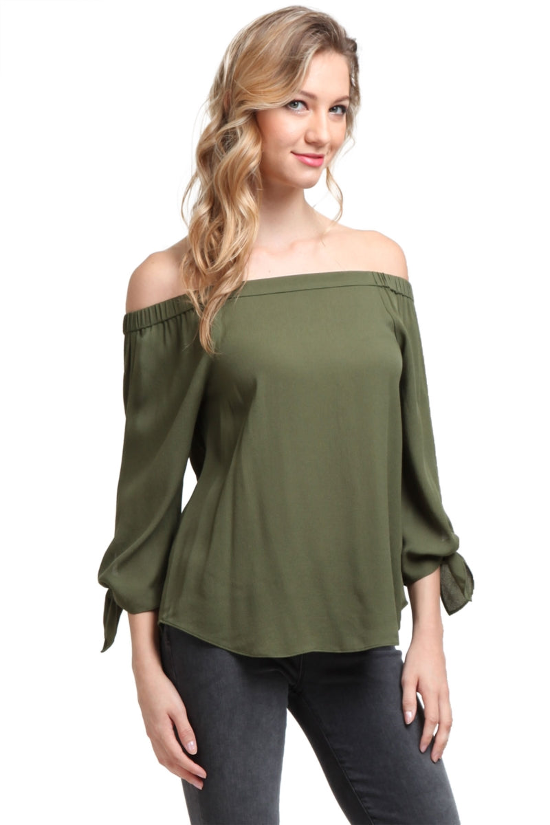 Urbann Vibe Womens Chic Off Shoulder Long Sleeve Blouse With Relaxed Fit And Asymmetric Hem main image 1