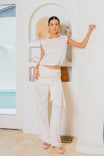 Wide Leg Pants with Tie Detail
