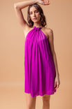 Gathered Halter Neck Mini Dress