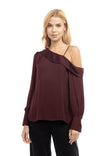 Long Sleeve Asymmetric Shoulder Blouse