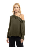 Long Sleeve Asymmetric Shoulder Blouse