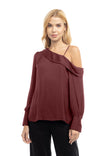Long Sleeve Asymmetric Shoulder Blouse