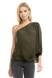 One Shoulder Balloon Cut Out Sleeve