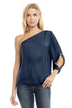 One Shoulder Balloon Cut Out Sleeve