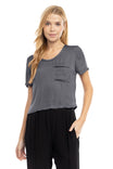 Short Sleeve Cropped Woven T-shirt
