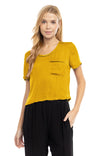 Short Sleeve Cropped Woven T-shirt