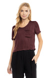 Short Sleeve Cropped Woven T-shirt