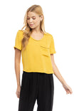 Short Sleeve Cropped Woven T-shirt