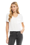 Short Sleeve Cropped Woven T-shirt
