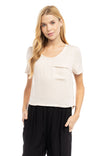 Short Sleeve Cropped Woven T-shirt