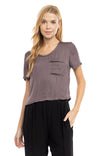 Short Sleeve Cropped Woven T-shirt