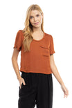 Short Sleeve Cropped Woven T-shirt