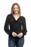 Long Sleeve Drape Neck Knit Bodysuit