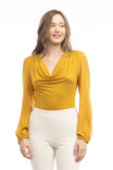 Long Sleeve Drape Neck Knit Bodysuit