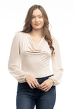 Long Sleeve Drape Neck Knit Bodysuit