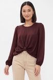 Long Sleeve Twist Hem Blouse