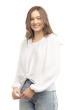 Long Sleeve Twist Hem Blouse