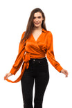 Long Sleeve True Wrap Blouse