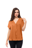 Criss Cross Double V-neck Pleated Blouse