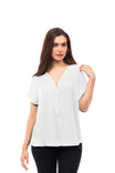 Criss Cross Double V-neck Pleated Blouse
