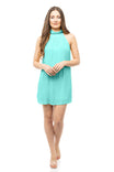Pleated High-neck Dress