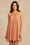 Pleated High-neck Dress