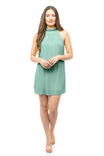 Pleated High-neck Dress