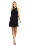 Chain Jewel Neck Stack Fringe Sleeve A-line Dress