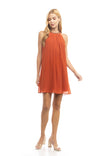 Chain Jewel Neck Stack Fringe Sleeve A-line Dress