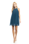 Chain Jewel Neck Stack Fringe Sleeve A-line Dress