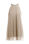 Chain Jewel Neck Stack Fringe Sleeve A-line Dress