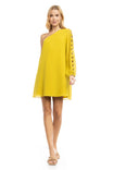 One Long Sleeve Braided Trim Sleeve A-line Dress
