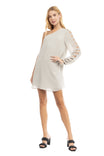 One Long Sleeve Braided Trim Sleeve A-line Dress