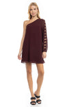 One Long Sleeve Braided Trim Sleeve A-line Dress