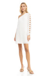 One Long Sleeve Braided Trim Sleeve A-line Dress