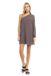 One Long Sleeve Braided Trim Sleeve A-line Dress