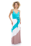 Double Strap Color Block Maxi Dress