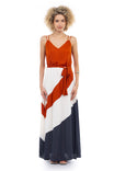 Double Strap Color Block Maxi Dress