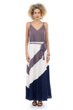 Double Strap Color Block Maxi Dress