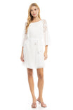 Netting Detail Trumpet Sleeve A-line Dress