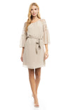 Netting Detail Trumpet Sleeve A-line Dress