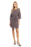 Netting Detail Trumpet Sleeve A-line Dress