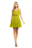 Sleeveless Surplice Tiered Dress