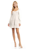 Long Sheer Sleeve Smocking Tiered Dress