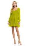 Long Sheer Sleeve Smocking Tiered Dress