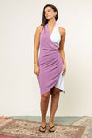 Color Block Sling Tie Back Halter Dress