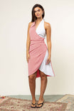 Color Block Sling Tie Back Halter Dress